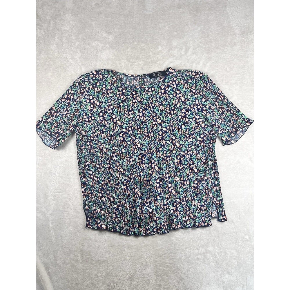 Dressed in LALA Louie Luxe Pleated Top Sz S in Wildflower Ditzy Floral Fairy